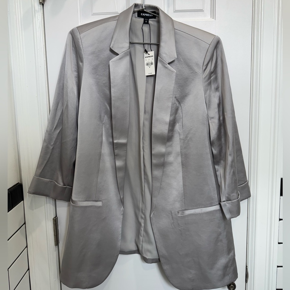 Express Women's Silver Satin Blazer